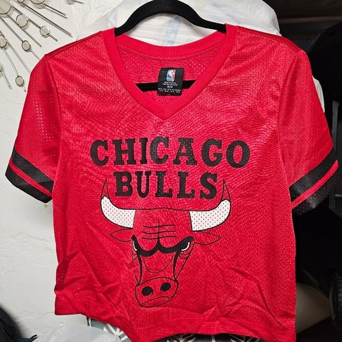 Chicago Bulls NBA Red Cropped Mesh Basketball Jersey Women's Size Medium