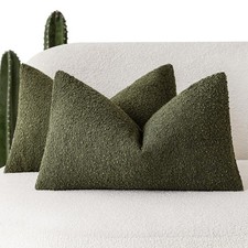 Pack of 2 Textured Boucle Throw Pillow Covers Accent Solid Decorative Lumbar ...