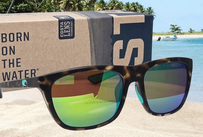 COSTA DEL MAR tortoise/green mirror CHEECA polarized 580P sunglasses *(DEFECT)*