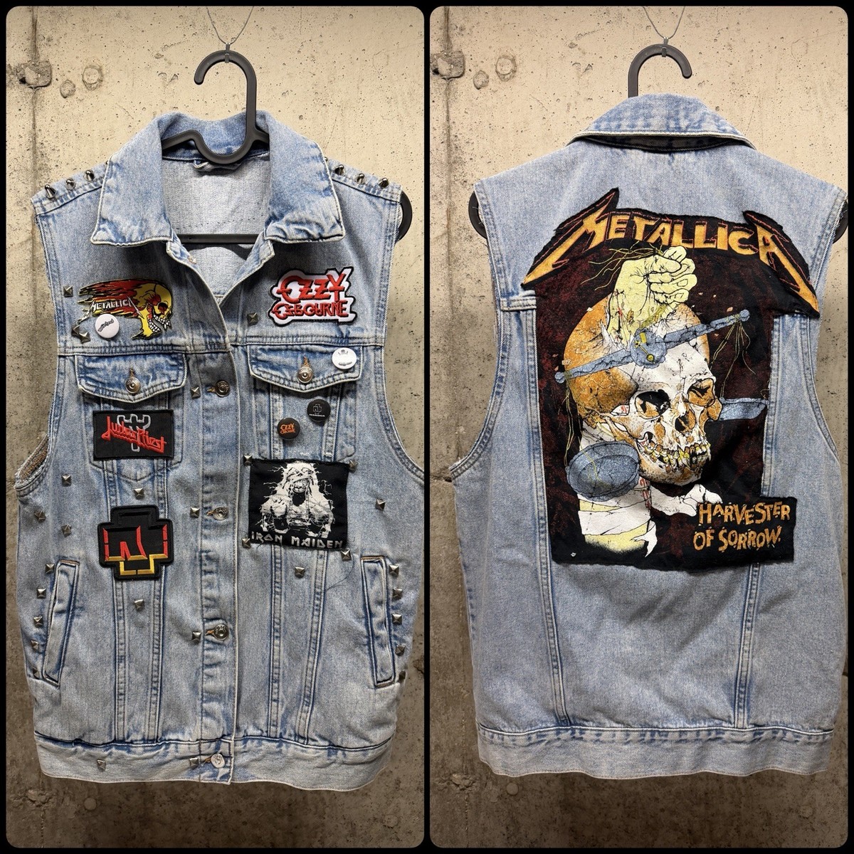 New custom Metallica studded metal battle vest. Ozzy Osbourne
