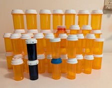 Lot of 60 Empty Pill Bottles. Assorted Sizes.
