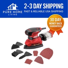 Versatile Corded Detail Sander with 12 Sanding Sheets and Easy Dust Collection