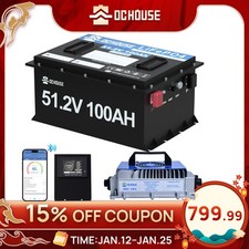 48v 100ah Lifepo4 Golf Cart Battery 18a Charger Bluetooth Monitor Metal Case