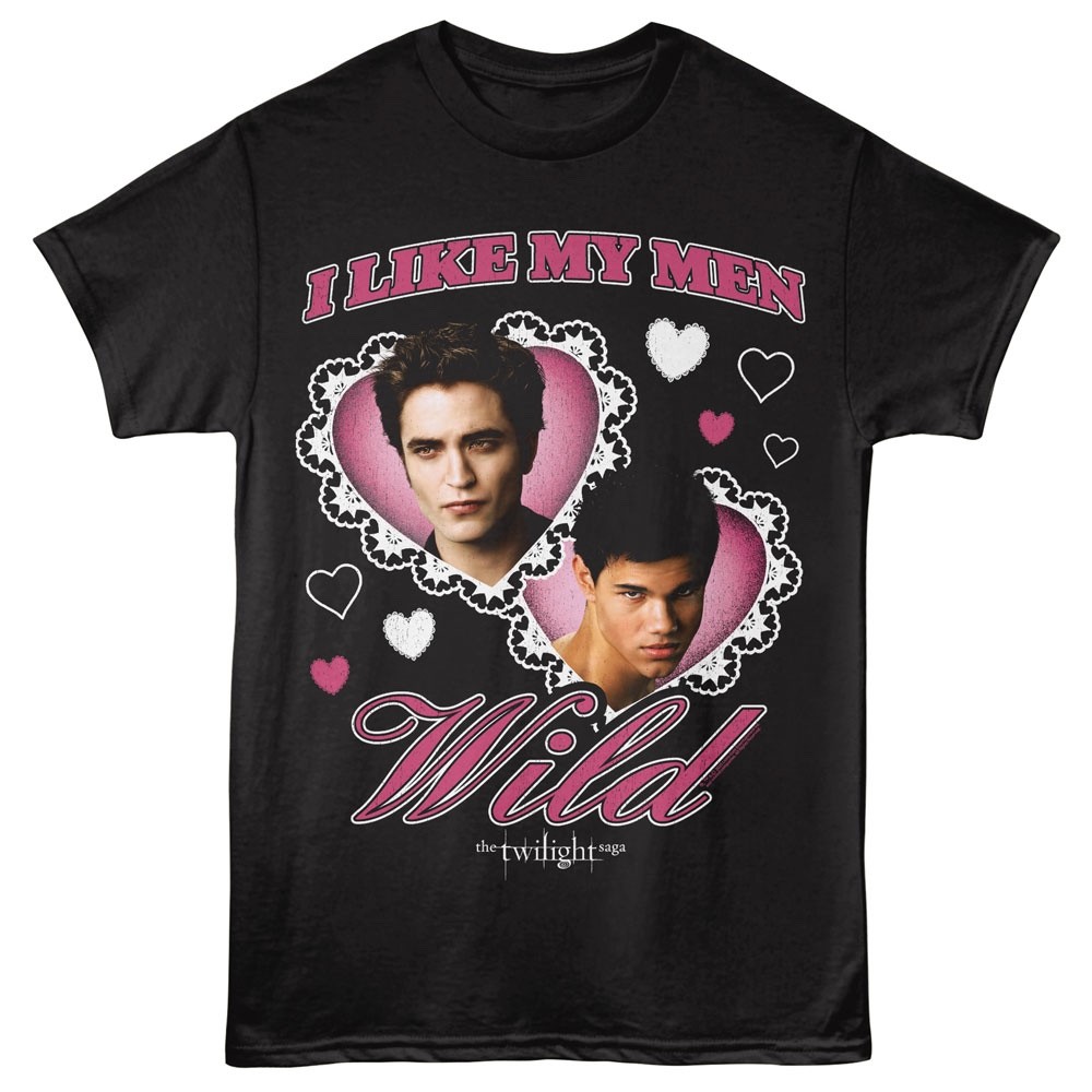 Twilight Movie Saga T-Shirt I LIKE MY MEN WILD New Licensed Black
