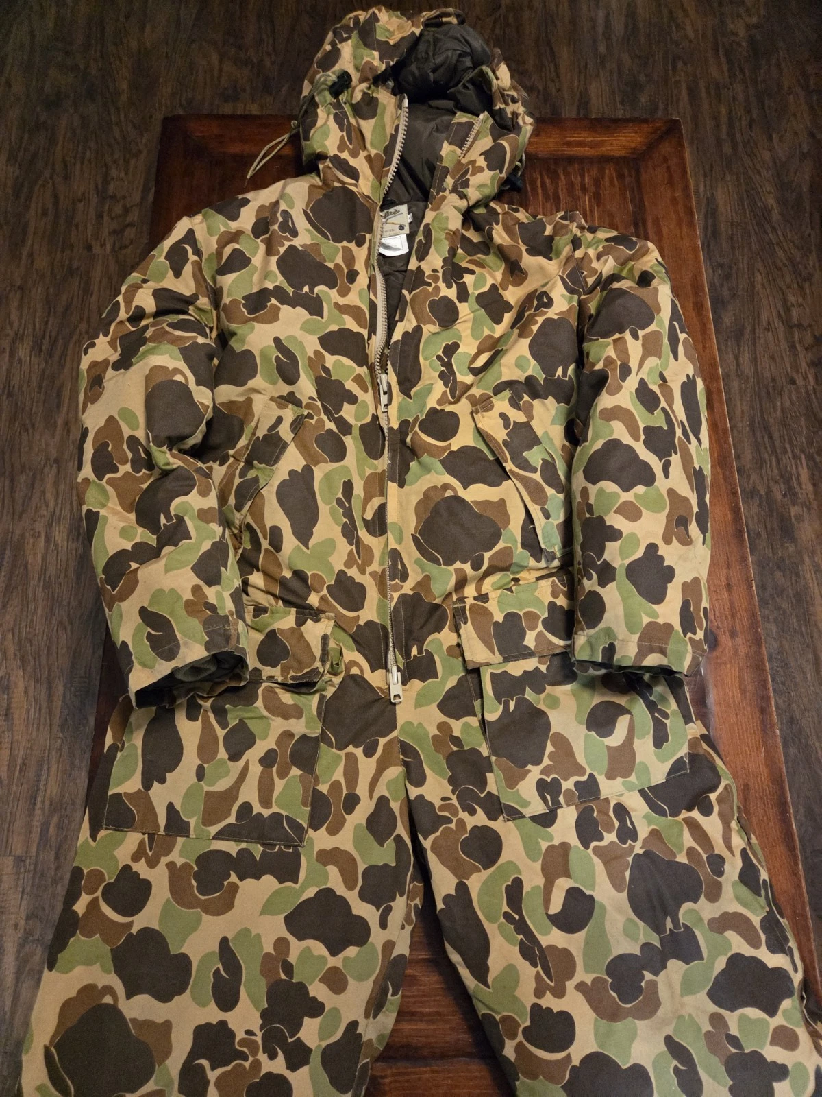 Vintage Cabela's Woodland Camo Hooded Coveralls