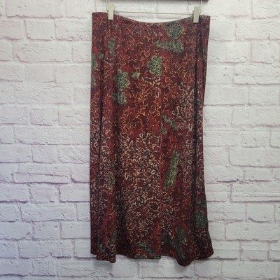 Bechamel Red Floral Skirt L Boho Whimsigoth Fairycore Grunge Retro Stretchy