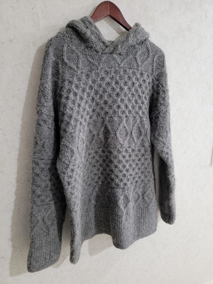 Emporio Armani сделано в Италии серый шерсти Mohair кабель вязаный свитер размер L винтажный 90-х - Изображение 4 из 4