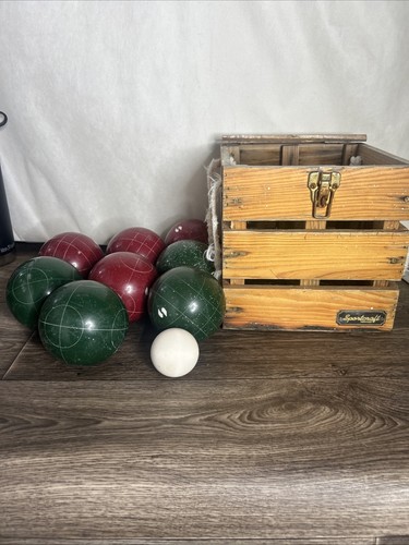 Sportcraft Heritage Bocce Ball Set  8 Balls + Pallino With Wooden Crate( No Lid)