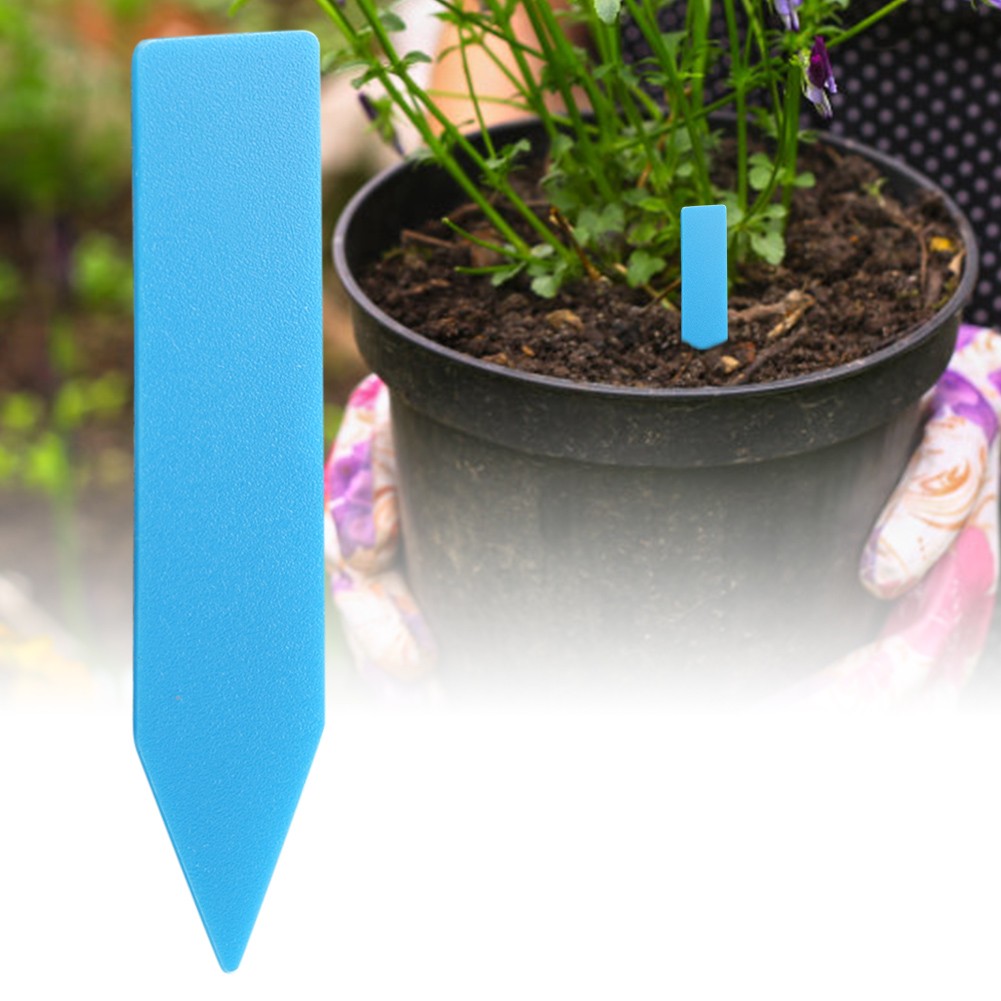 100Pcs Plastic Flower Plant Name Gardening Stake Tag Label Marker (Blue)