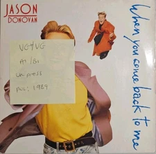 Jason Donovan When You Come Back To Me Vinyl Record VG+/VG PWL46 1989