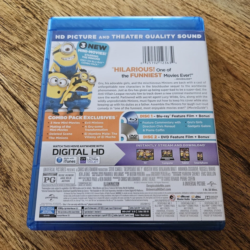 Despicable Me 2 (Blu-Ray + DVD) Family Comedy Gru Minions - Image 2 of 3