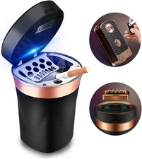 Portable Car Ashtray Auto Cigarette Lighter with Blue LED Light Travel Remove
