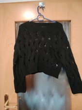 Stradivarius Damen Strick Pullover in Schwarz...