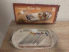 WMF Käse-Set Cromargan | 10 Cocktailspieße + Platte 70er  Edelstahl 18/10