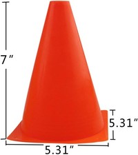 7 Inch Plastic Traffic Cones Sport Training Agility Marker Cone for Soccer, S...