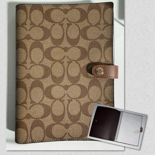 COACH Signature Canvas Notebook, Planner, Journal Khaki