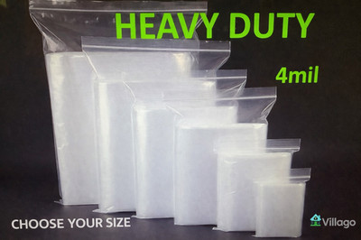 Clear Reclosable Zip Seal Top Lock 4Mil Heavy Duty Bags Plastic 4 Mil
