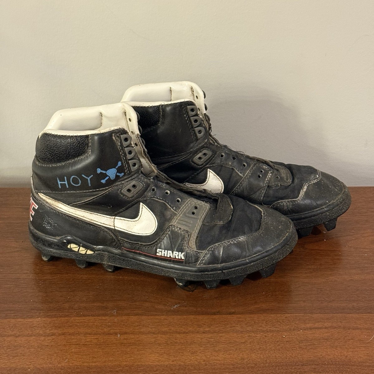 【90s】 NIKE SHARK アメフト スパイク 26cm Vintage 90s Nike Shark Football Cleats Black White Red Size 8
