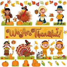 Chinco 64 Pieces Thanksgiving Fall Autumn Classroom Bulletin Board Decor We A...