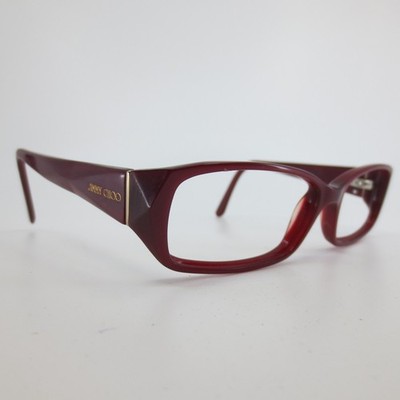 Jimmy Choo 74 E5B Burgundy Red Rectangular Eyeglass Frames Italy 52-14-135