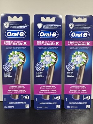 Oral-B Cross Action Replacement Brush Heads Black 3 ct. Lot of 3 NEW/SEALED