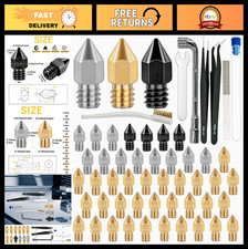 50 Pcs 3D Printer Nozzle Set - Hardened Steel  Brass MK8 Extruder Nozzles, High