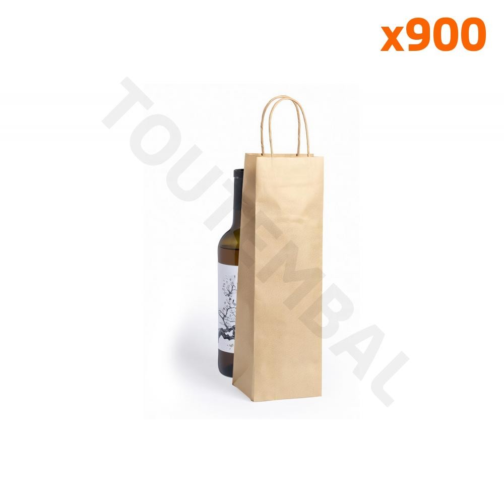 Sac papier kraft bouteille 14x8x39 cm emballage cadeau caviste et épicerie fine
