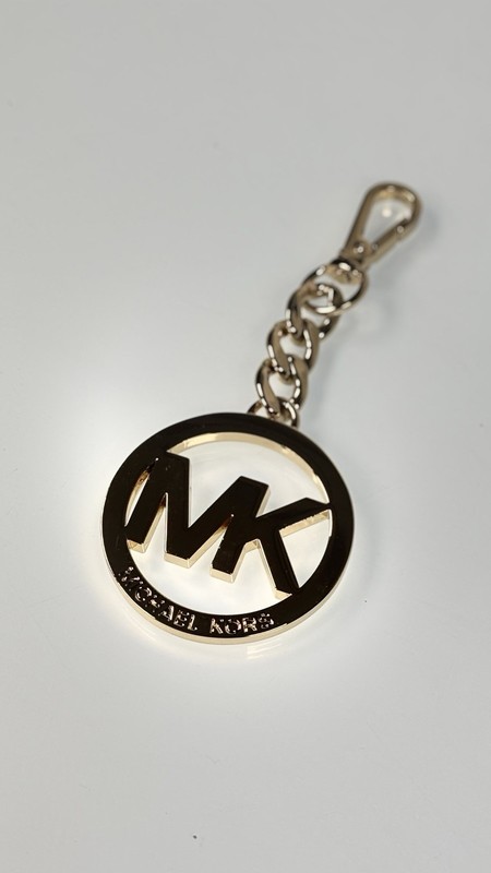 Michael Kors Gold Tone MK Logo Key Chain Keychain (Y)