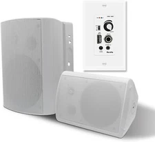 Herdio 6.5" 400W Indoor Outdoor Wired Speakers w/ In-Wall Bluetooth Amplifier