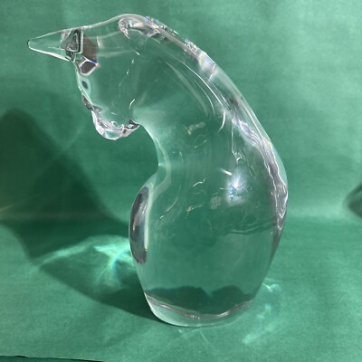 Daum Crystal France Large Sitting Cat Figurine Decorative