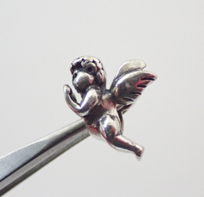 IBB Sterling Silver Winged Angel Cherub Slide Bead Bracelet Charm