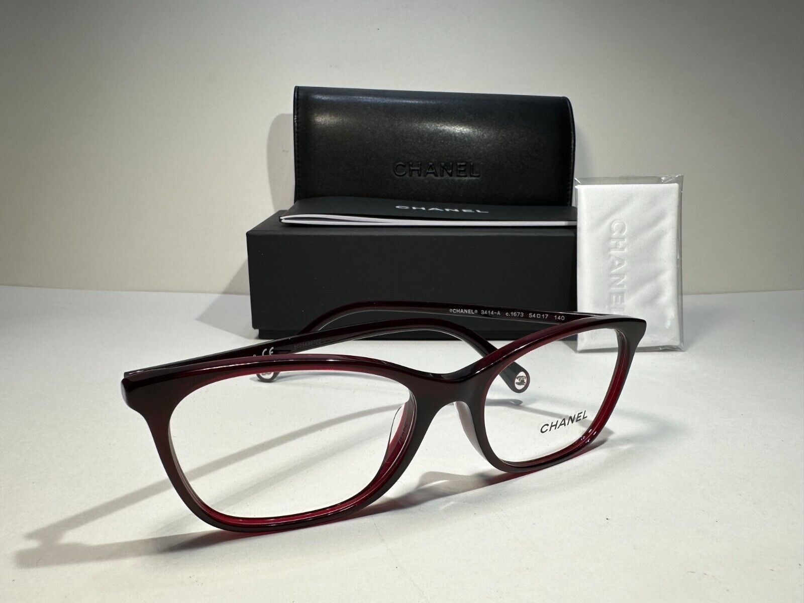 CHANEL CH 3414-A c1673 Dark Red Women's Eyeglasses Frames Size 54mm-17- 140