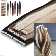 7A Seamless 16-26inch PU Skin Weft Tape in Remy Human Hair Extensions 30-70g