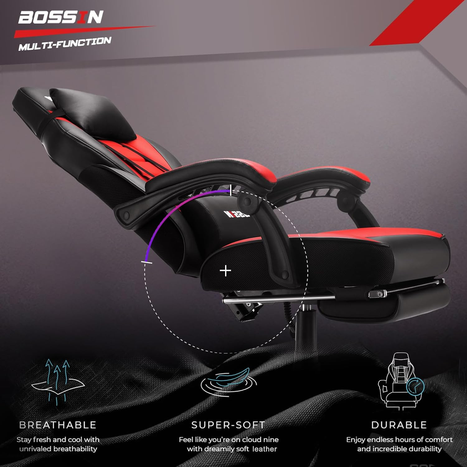 Racing Style Gaming Chair, Leather Computer Desk Chair with Footrest and Headres