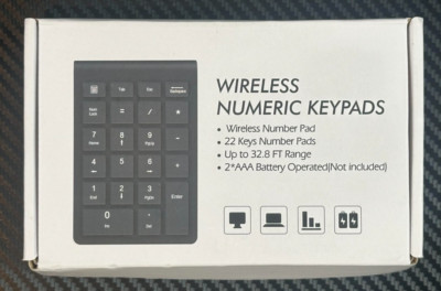 Wireless Mini Numeric Keypads 22 Keys Number Pad Upto 32.8Ft Range Black #RF22