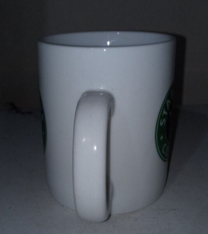 Starbucks Coffee White Coffee WHITE Mug with GREEN/BLACK DESIGN Mermaid Logo