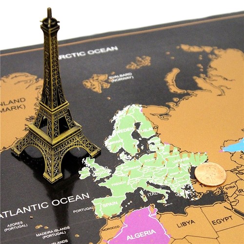 Cartel Mapa del Mundo Estados Unidos Canadá Países Viaje Rasguño + Pegatinas 32" - Imagen 5 de 7