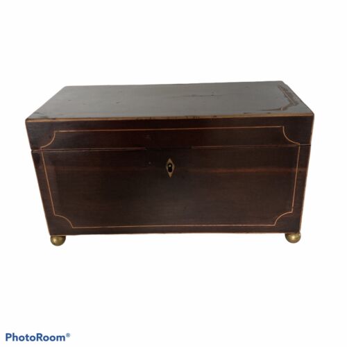 Hermosa caja caddy de té de madera de caoba antigua inglesa 18 C regencia - Imagen 1 de 8