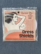 VTG Dress Shields Feminine Plus White 162 size 3 Cresent Shape I Pair
