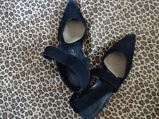 Vintage KENNETH COLE New York Womens 7 M Black Suede Leather ANKLE STRAP HEELS