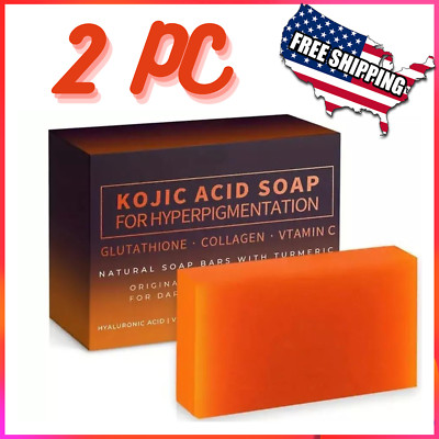 2 Pack Kojic Acid Dark Spot Remover Soap Bars with Vitamin C,Collagen, Retinol