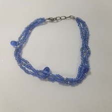 GLASS MULTI STRAND SEED BEAD BLUE BRACELET