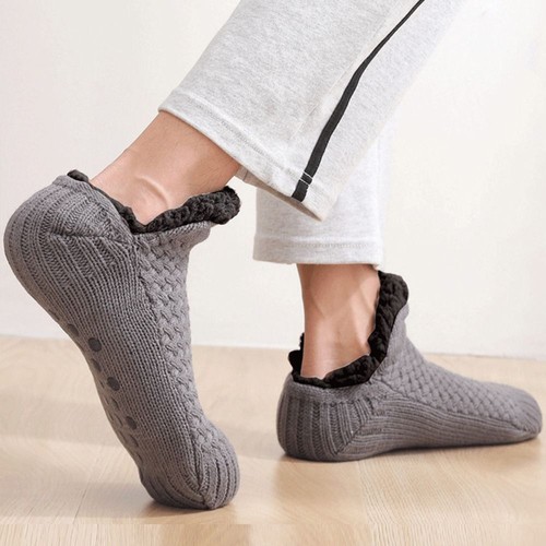 Men Women Warm Fleeced Slipper Winter Socks Fluffy Non Slip Cosy Bed Floor Socks - Picture 6 of 13
