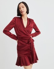 NWT $698 VERONICA BEARD Agatha Dress in Red Cabernet
