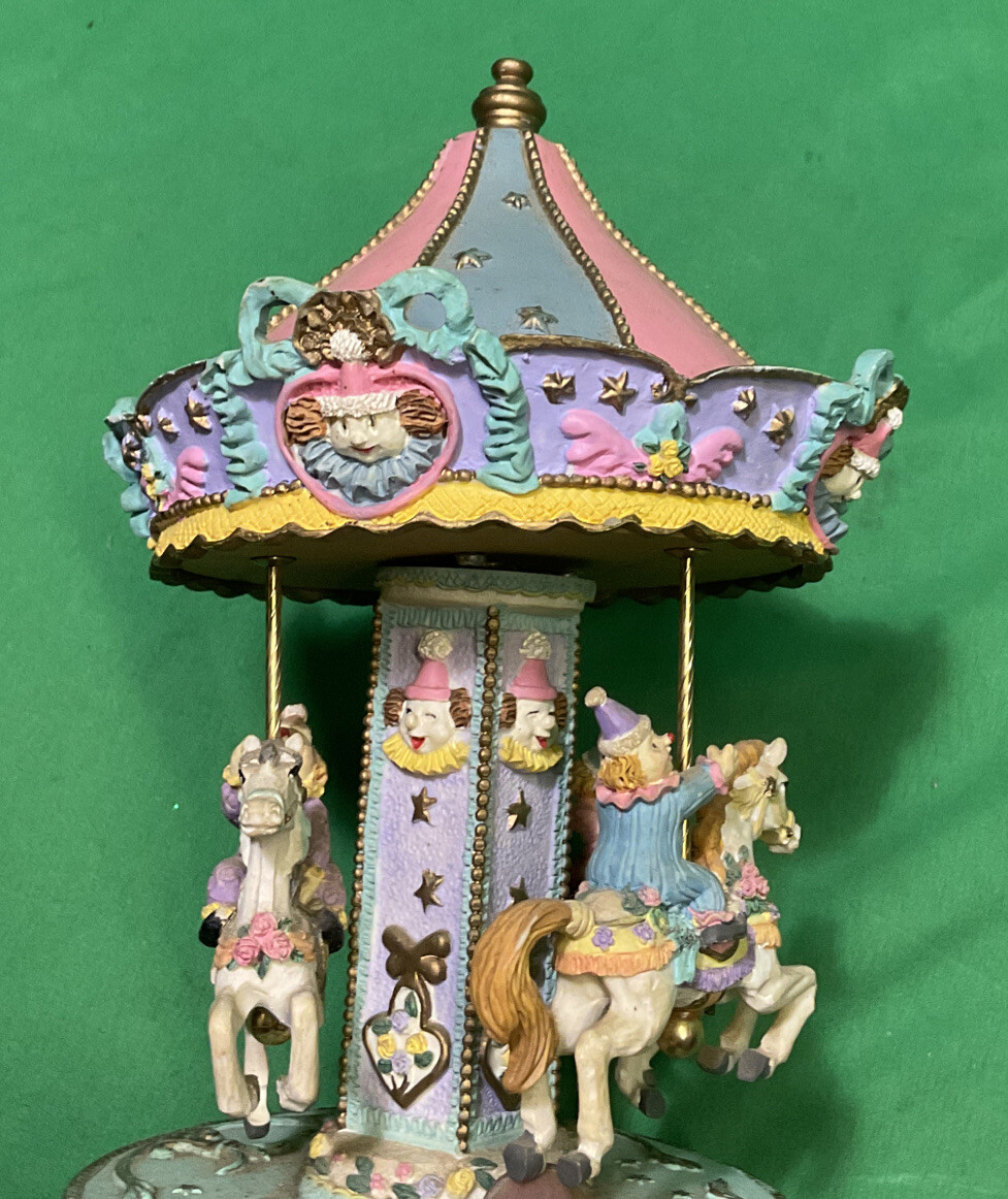 Vintage carousel horses figurine music box 10” Height Multi Color eBay