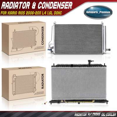 New Radiator & AC Condenser Cooling Kit for Kia	Rio Rio5 2006-2011 L4 1.6L DOHC