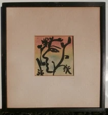 Old Modern Art Watercolor Painting Profile Portrait Signed "AC" and Dated "1961"