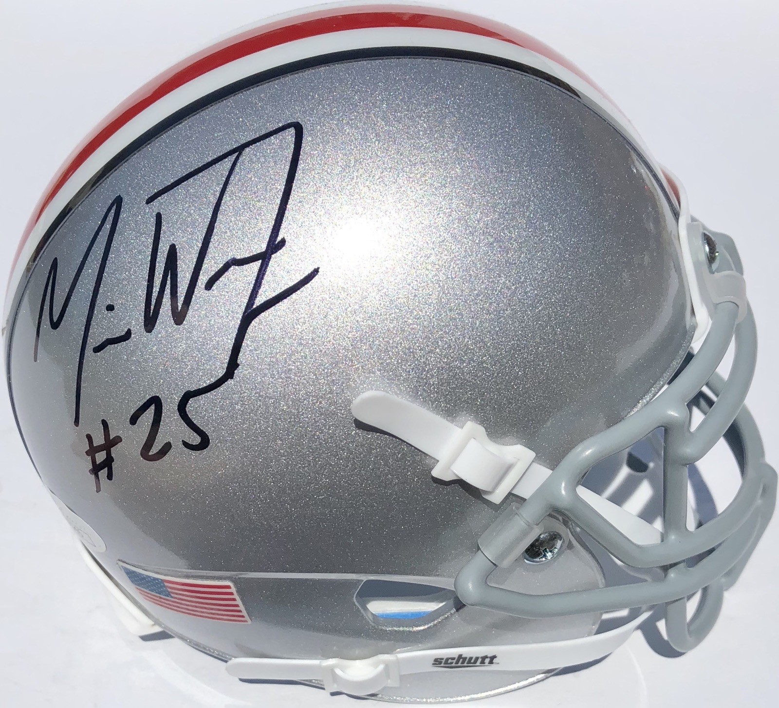 MIKE WEBER #25 OHIO STATE BUCKEYES SIGNED FOOTBALL MINI HELMET w/JSA GO BUCKS! 