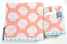 NEW STYLE SANCTUARY CORAL,PEACH PINK,WHITE SEA SHELL COTTON BATH,2 HAND TOWEL