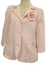 Koret Pink & White Striped Seersucker Jacket/blazer, Medium, Tag $54.00 Nwt